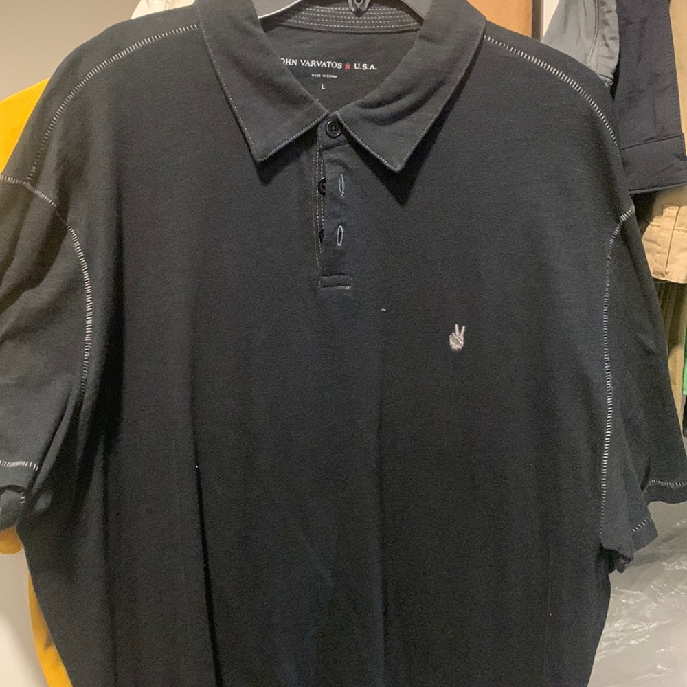 John Varvatos black knit shirt